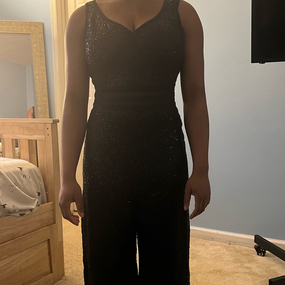 Black Sequins jumpsuit flared leg super cute